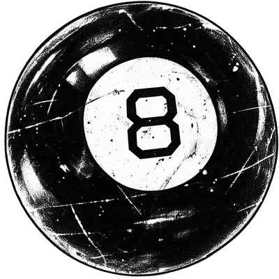 A scuffed Magic 8 Ball
