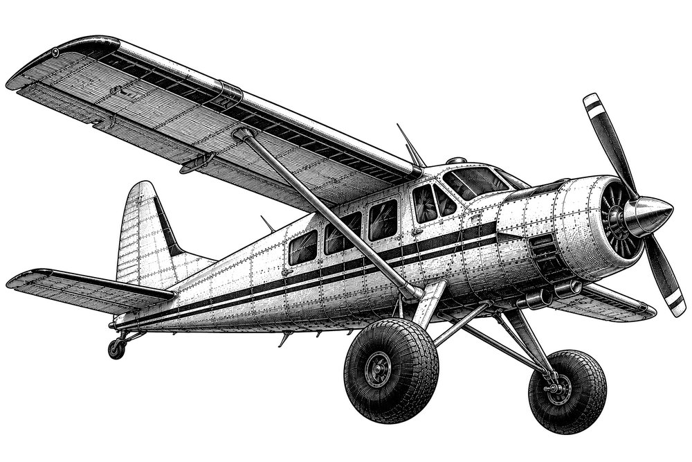 Engraving of a bush plane