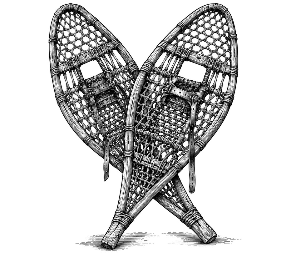 Engraving of a pair of snowshoes